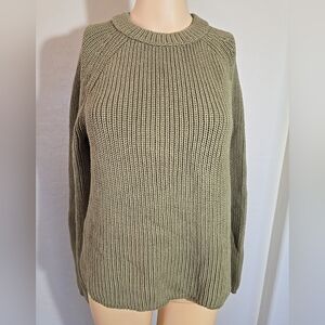 Jenni Kayne Olive Green Womens Fisherman Sweater Size XS